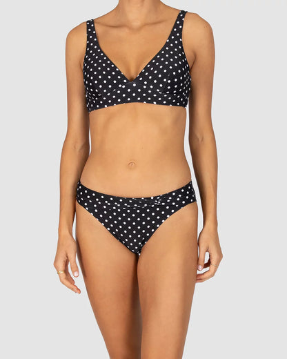 Parisian Summer Twist Band Regular Bikini Bottom - Black