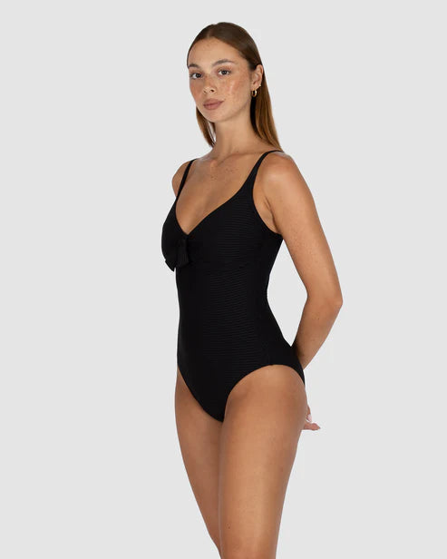 Baku's Positano D-E Underwire One Piece Swimsuit features  hidden underwire & shelf support, fully lined, adjustable & convertible straps, inner cup lycra lining support, soft tie fashion detail,and TUMMY CONTROL.
