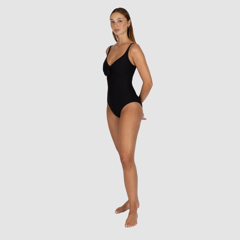Baku's Positano D-E Underwire One Piece Swimsuit features  hidden underwire & shelf support, fully lined, adjustable & convertible straps, inner cup lycra lining support, soft tie fashion detail,and TUMMY CONTROL.