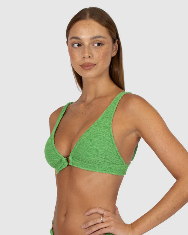 Ibiza Ring Front Bra Bikini Top - Moss