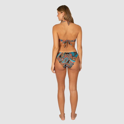 Baku's Sirenuse C-D Cup Halter Bikini Bra Top features a Rose gold ring detail at the center front and ties around the neck and back. It has added boning support and an upsize option.