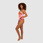 Baku's Utopia Plunge Lace Back One Piece features:  Adjustable straps Low open back with lace up detail Removable cups Fabric: Italy-Microfibre with lycra xtra life(91% Polyamide 9% Elastane),ECO-friendly fabrication, Ultra resistant to chlorine Made in Australia