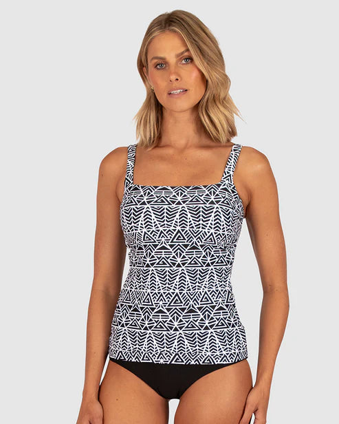 Baku's Zazu Multi Fit Singlet Top features removable cups with added boning support and adjustable and convertible straps. 