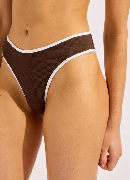 Beach Bound High Leg Bikini Bottom - Dark Chocolate
