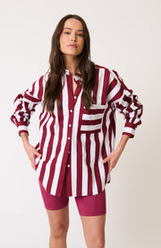 Dolphin shaped hemline with side splits

Oversized, button front shirt

Full length sleeve with button cuff

Large left chest pocket

Wide striped pattern in fawn and white

100% soft cotton poplin fabric

Samieka is 169cm and wears a size small

Ivy League, Autumn 2025 Collection   

 (0)
Order and earn 129 points!
Earn points by signing up for our rewards program

Related productsRecently viewed




Next
Cartel &amp; Willow
Support
Our Story
Club Cartel
Careers
Quick Links
Gift Certificates
Customer Servi