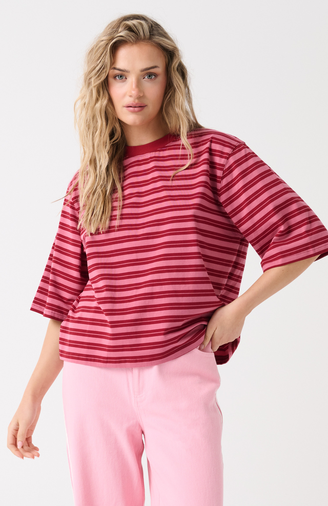 Hallie Tee - Boysenberry Stripe