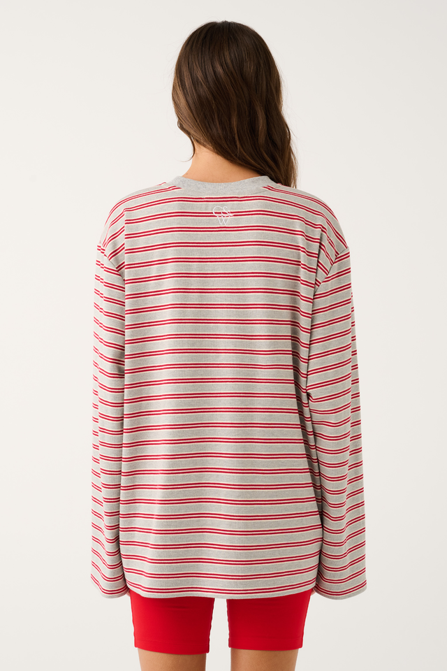 Harley Long Sleeve Top - Grey Marle Stripe