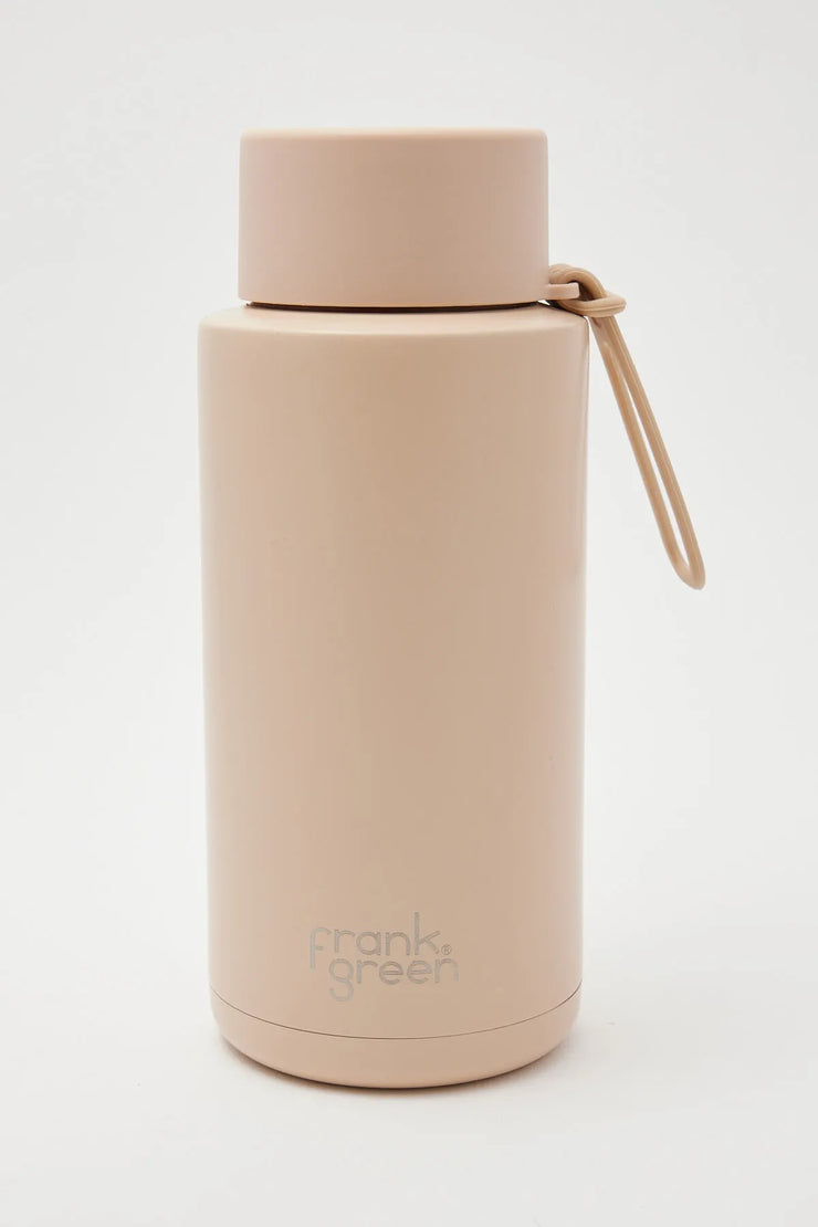This is the ultimate reusable bottle experience. it looks beautiful, maintains the liquid temperature you desire for hours and tastes the way you intended (no nasty metallic flavour here). plus you can be confident knowing it won’t spill in your bag when you’re on the go.   large: 34oz / 1,000ml