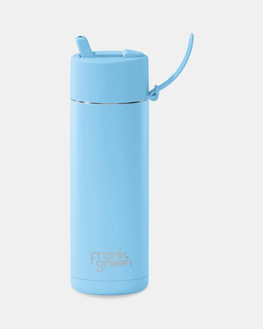 Frank Green Stainless Steel Ceramic Reusable Bottle - 595ml - Sky Blue - Straw Lid