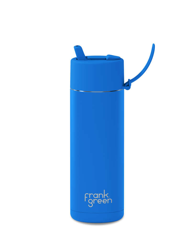 Frank Green Limited Edition Ceramic Reusable Bottle - 595ml - Blue Lagoon- Flip Straw Lid
