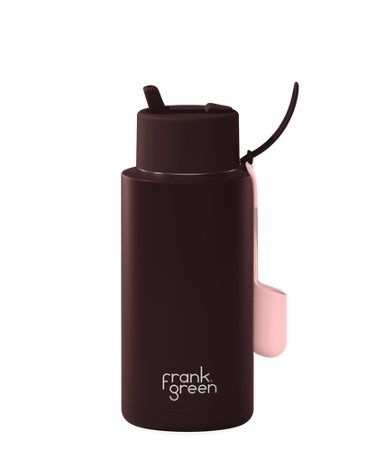 Reusable 1 ltr Bottle with Straw Lip and Sip Chocolate with Lip Gloss Holder Blushed