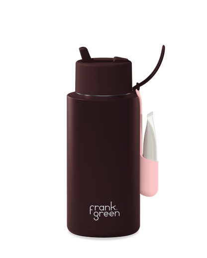 Reusable 1 ltr Bottle with Straw Lip and Sip Chocolate with Lip Gloss Holder Blushed