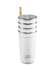 Volume: 16oz/475ml
8mm wide / 182mm length reusable stainless-steel straws 
Made from durable food grade stainless steel
Drink with or without splash-proof lid
Lightweight, packable & portable
Hand wash only