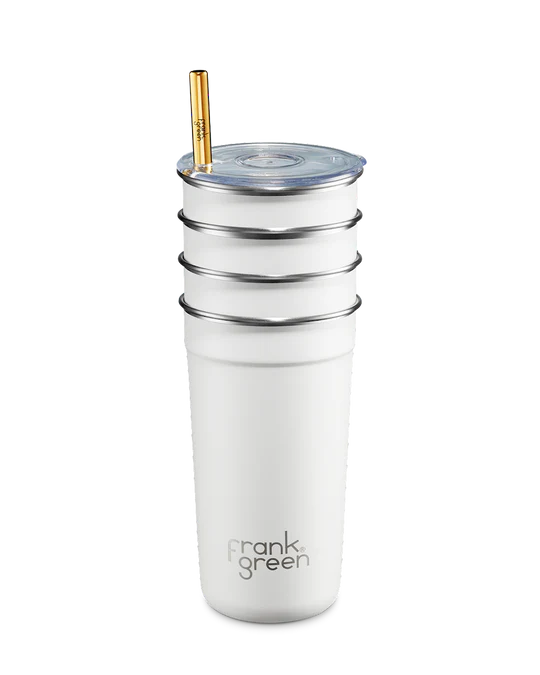 Volume: 16oz/475ml
8mm wide / 182mm length reusable stainless-steel straws 
Made from durable food grade stainless steel
Drink with or without splash-proof lid
Lightweight, packable & portable
Hand wash only