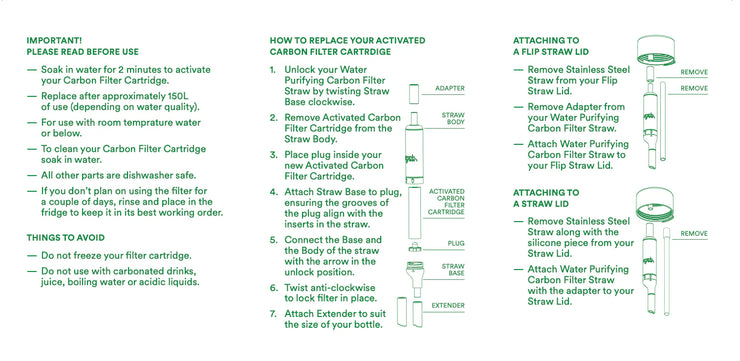 Water Purifying Carbon Filter Straw - Moon Dust
