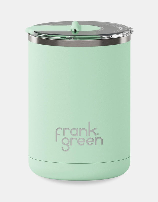 Size: 12oz / 355ml 8.1cm (W) x 11.3cm (H)
Fits under standard coffee machines
Triple-wall vacuum insulated
Ceramic lined for a better taste experience
Tritan top with a magnetic flip back lid
Lid is compatible with frank green straws
Dishwasher-safe lid. Base is handwash only
Microwave safe: No