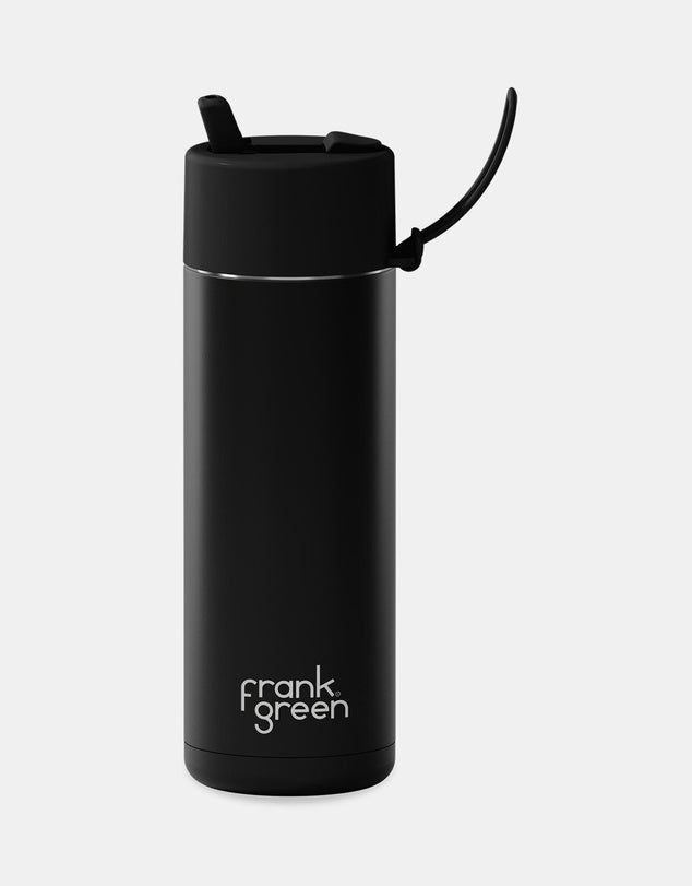 Frank Green Stainless Steel Ceramic Reusable Bottle - 595ml - Midnight - Straw Lid