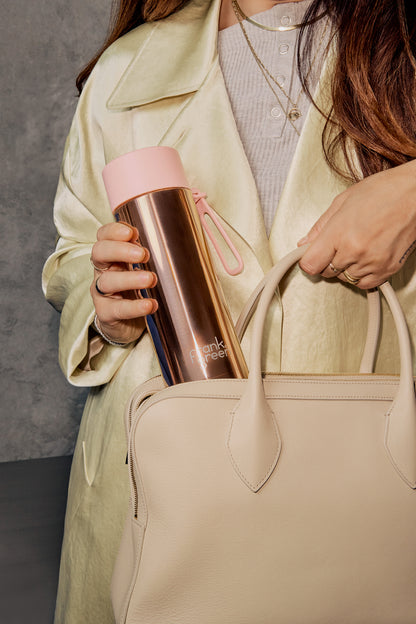 20oz Ceramic Reusable Bottle with Flip Straw Lid - Rose Gold