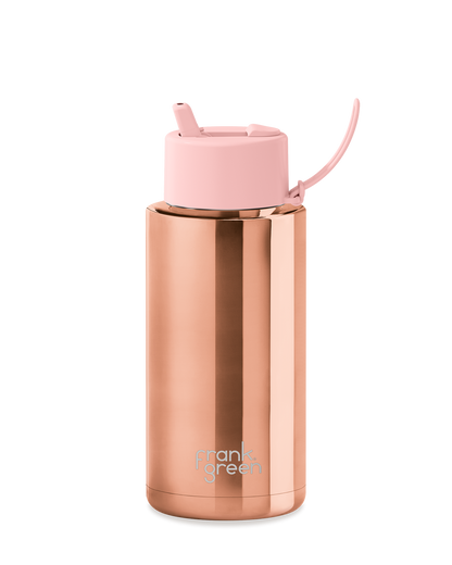 34oz Ceramic Reusable Bottle with Flip Straw Lid - Rose Gold