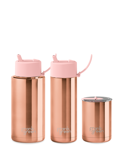 34oz Ceramic Reusable Bottle with Flip Straw Lid - Rose Gold