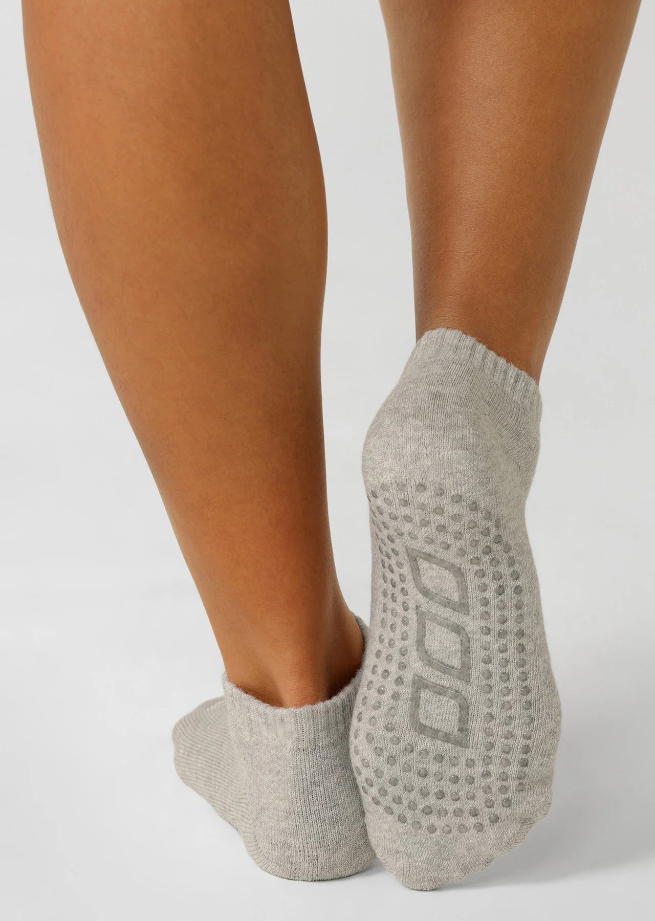 2PK Icon Pilates Grip Socks - Grey Marl/White