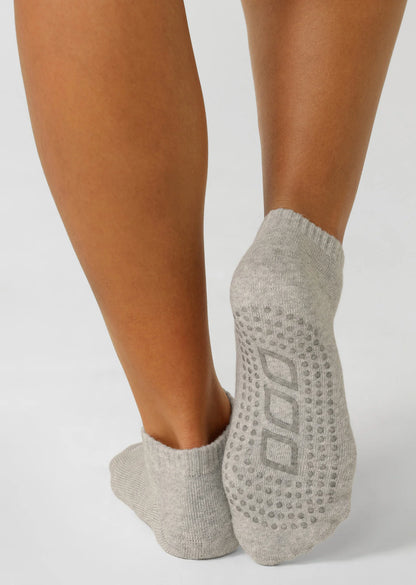 2PK Icon Pilates Grip Socks - Grey Marl/White