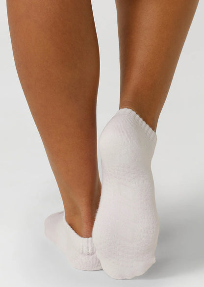 2PK Icon Pilates Grip Socks - Grey Marl/White