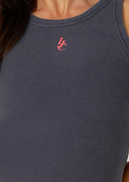 Wear Anywhere Wardrobe Essential
Premium Stretch Cotton Blend Rib Fabrication
Higher Neckline for Added Coverage
Vintage Wash Unique to Each Style
LJC Logo Print