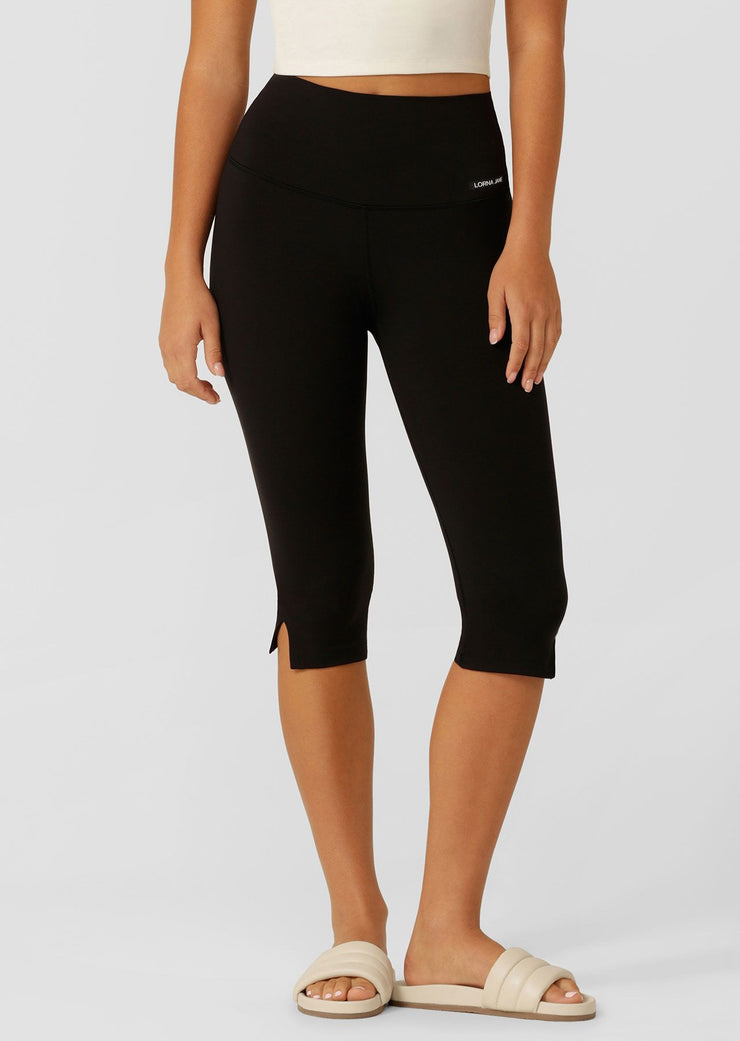 Styling your athleisure look is effortless with these 3/4 leggings. Made from our iconic Nothing 2 See Here fabric for unmatched coverage, these leggings feature a high rise soft fold waistband for added comfort and elevated side split details so you can move with ease, perfect for Pilates, yoga, morning coffee walks, and everything in between.