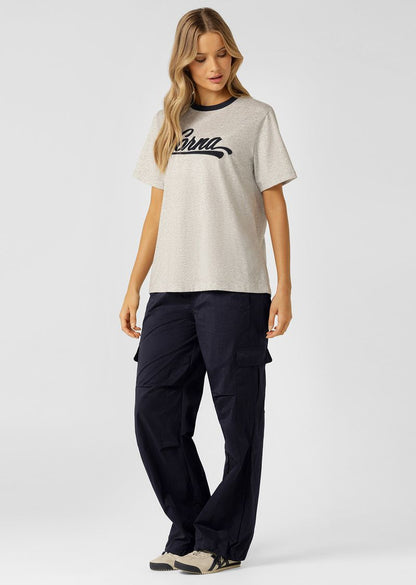 
Versatile Wear Anywhere Classic Design
Relaxed Fit Silhouette
Exclusive Boucle Logo Design at Front and LJ Rubber Log Badge at Back 
Retro Sport Inspired Contrast Rib Crew Neckline
Premium Cotton Blend Fabric