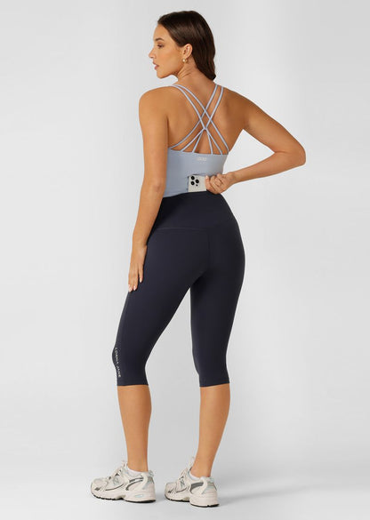 Lotus No Chafe Phone Pocket 3/4 Leggings - Platinum Navy
