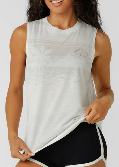Wear Anywhere Classic Design
Relaxed Longline Silhouette- Just like our Lotus Muscle Tank!
Lightweight Layering Wardrobe Essential
Limited Edition Statement Palm Print
Soft, Lightweight Lotus Fabrication