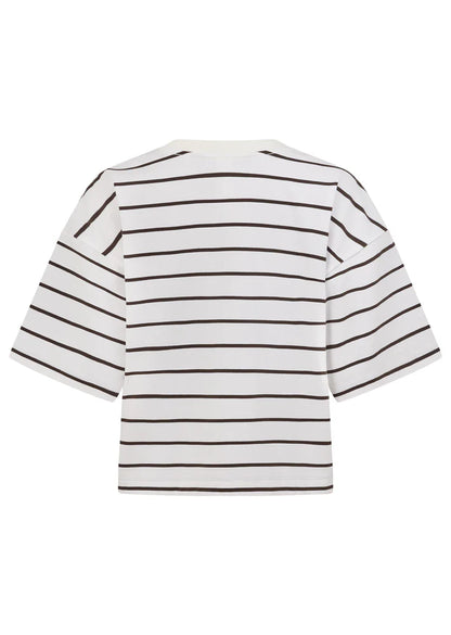 Wear Anywhere Wardrobe Essential
Cropped Oversize Fit
Premium Textured Cotton Slub Fabrication in a classic striped design
Classic Rib Contrast Crew Neckline
Limited Edition Logo Patch