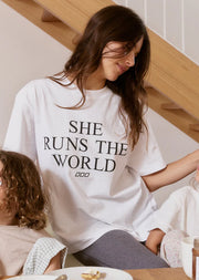 Feel inspired to take on the world in this effortlessly cool oversized tee. Crafted from our premium cotton fabric, this wear-anywhere versatile design is a must-have addition to your active and everyday wardrobe.