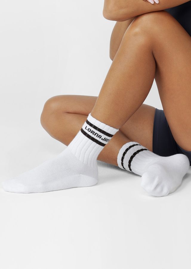 Sporty Crew Socks - White & Black