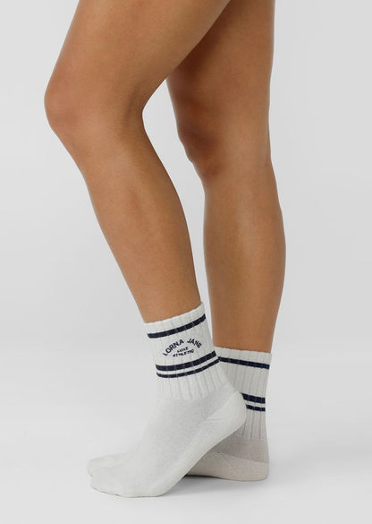 Sporty Crew Socks - White & Black