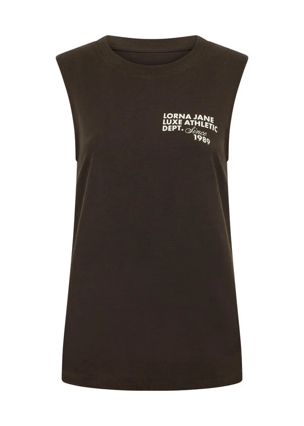 Elevate your activewear game in this effortlessly cool muscle tank. Crafted from a soft cotton blend jersey, with a limited edition front and back logo print, this relaxed fit tank will be your go-to top in and-out of the gym.