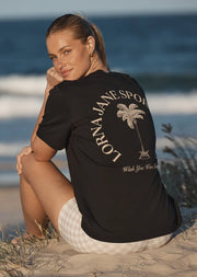 The perfect addition to your active and everyday wardrobe, this t-shirt is made from soft, breathable cotton fabric in a flattering relaxed fit that is versatile enough to wear in and out of the gym. Featuring our limited edition vacation inspired front and back graphic print, you'll be reaching for this style on repeat.