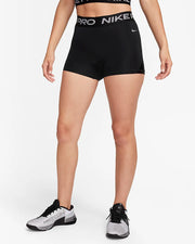 Nike Pro Mid Rise 3 Shorts Black Metallic Silver Fit Folly