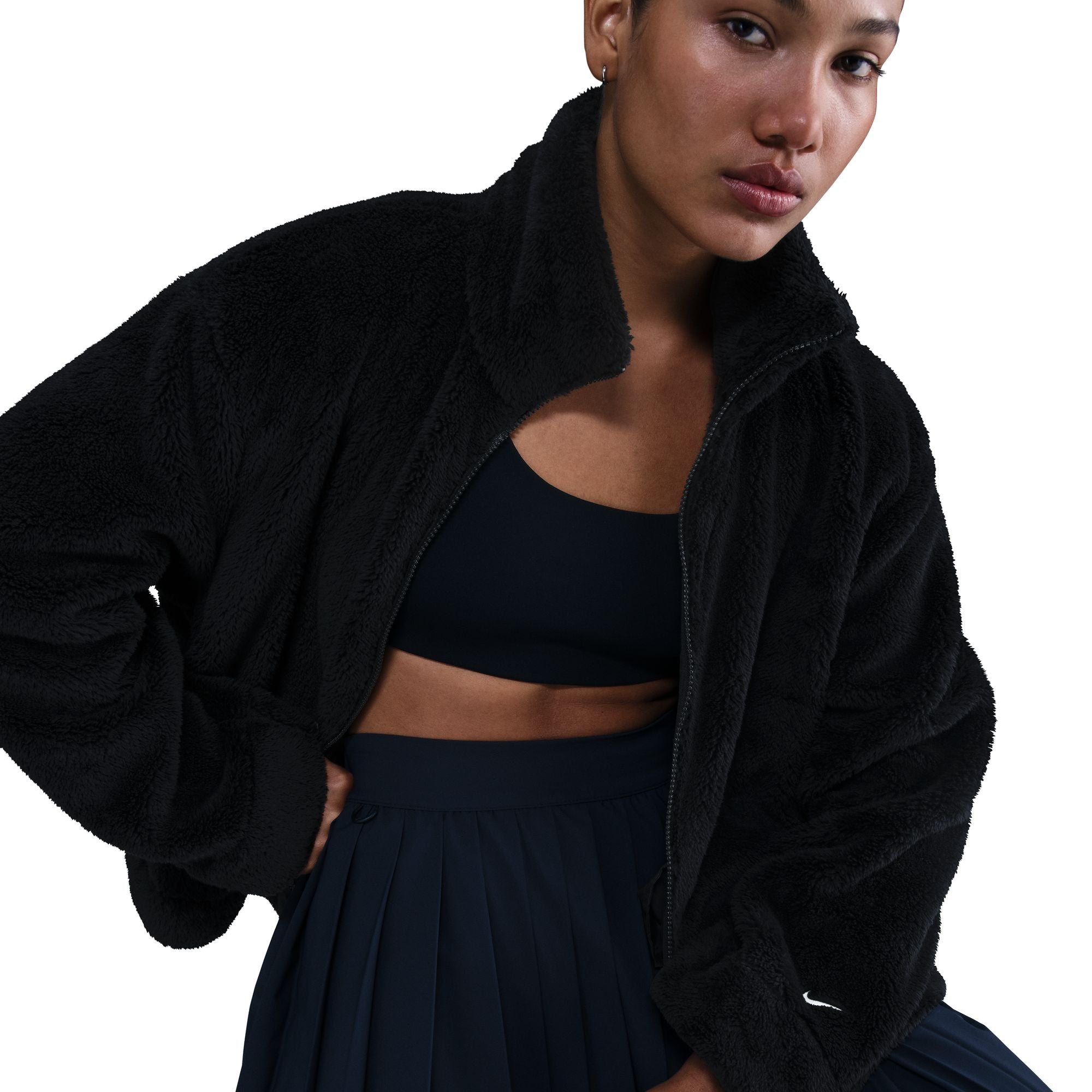 Get cozy in this oversized jacket. Supersoft fleece feels like you're wearing a blanket all day long and helps keep you warm.