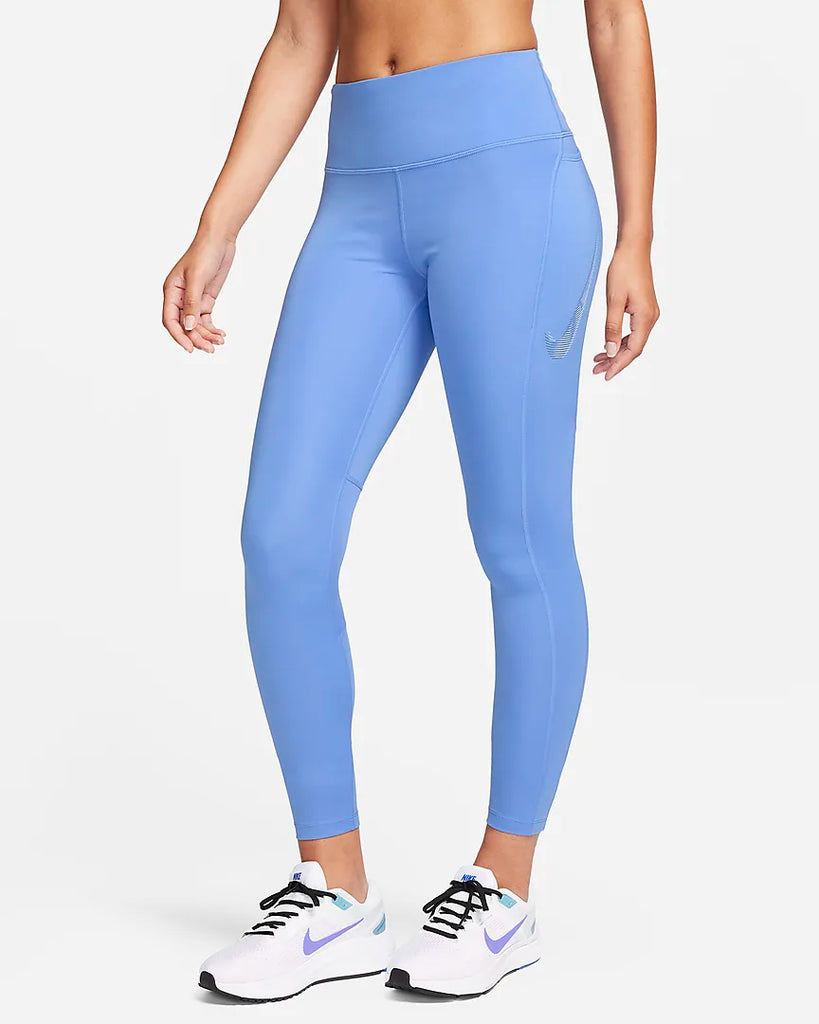 Nike Fast Mid-Rise 7/8 Graphic Leggings with Pockets - Polar Blue