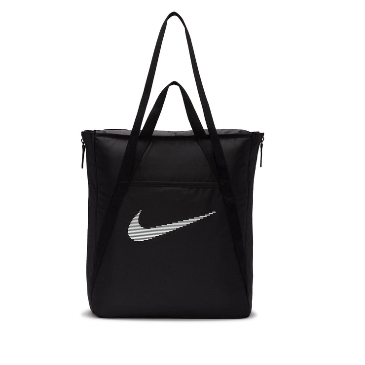 This tote bag is as multidimensional as you are. No matter what your fitness journey is, the Nike Gym Tote is made to handle it. Multiple deep pockets line the inside of this bag, both open and zippered for extra security. The front and back features pockets for the small things you want easy access to. And, the size of this tote is deceptive—the sides feature expanding fabric panels for extra space whenever you need it.