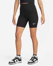 Nike Sportswear Classics Women's High-Waisted 8" Biker Shorts More durable, less sheer and designed to be twice as stretchy as our previous Essentials shorts: we've revamped a wardrobe staple. Designed to support you from one task to the next, our Classics lifestyle shorts are made from stretchy fabric that's thick but still lightweight and peachy-soft but still strong. In two words, they're better.