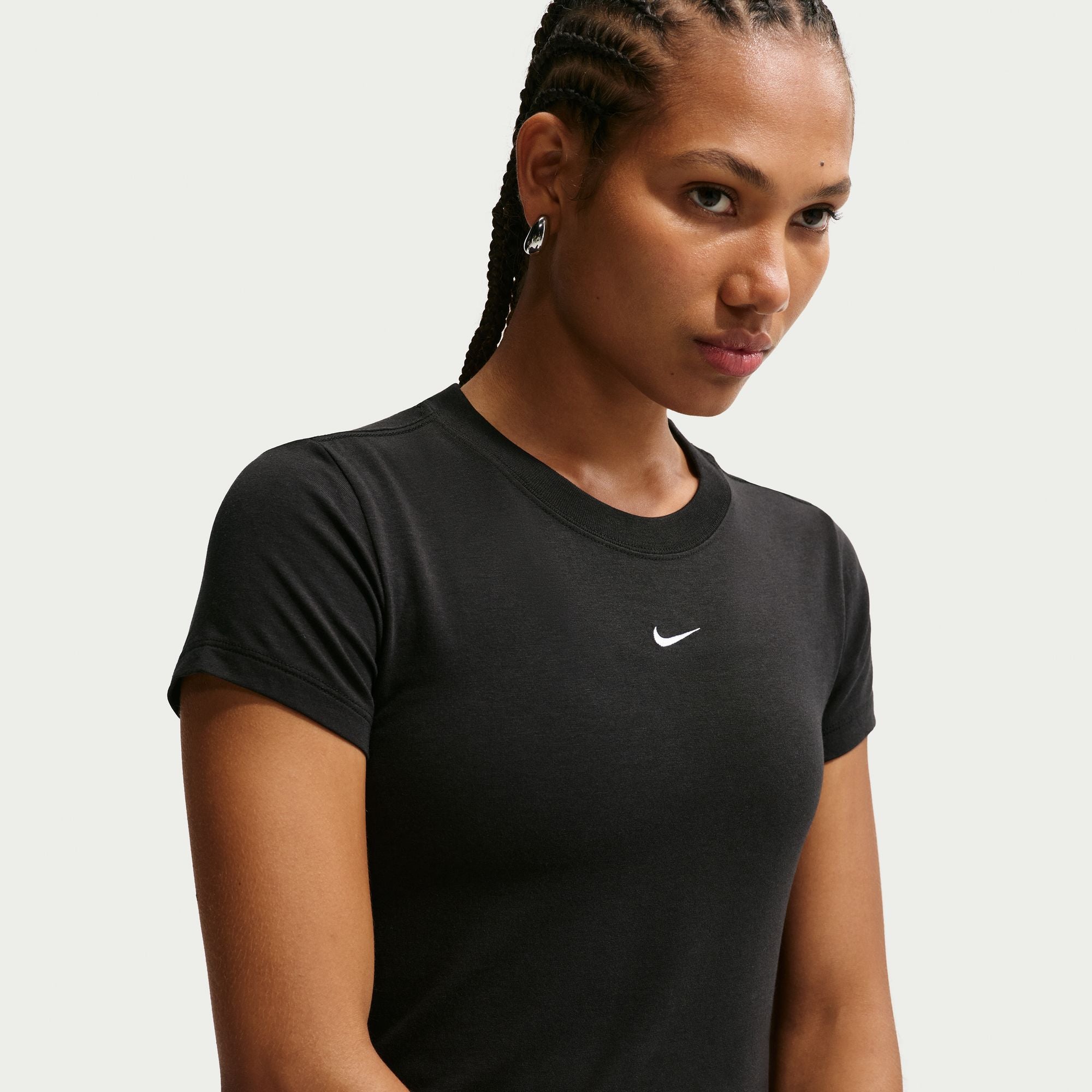 Nike's smooth jersey feels stretchy with a slight drape, giving it a comfortable, body-skimming feel.