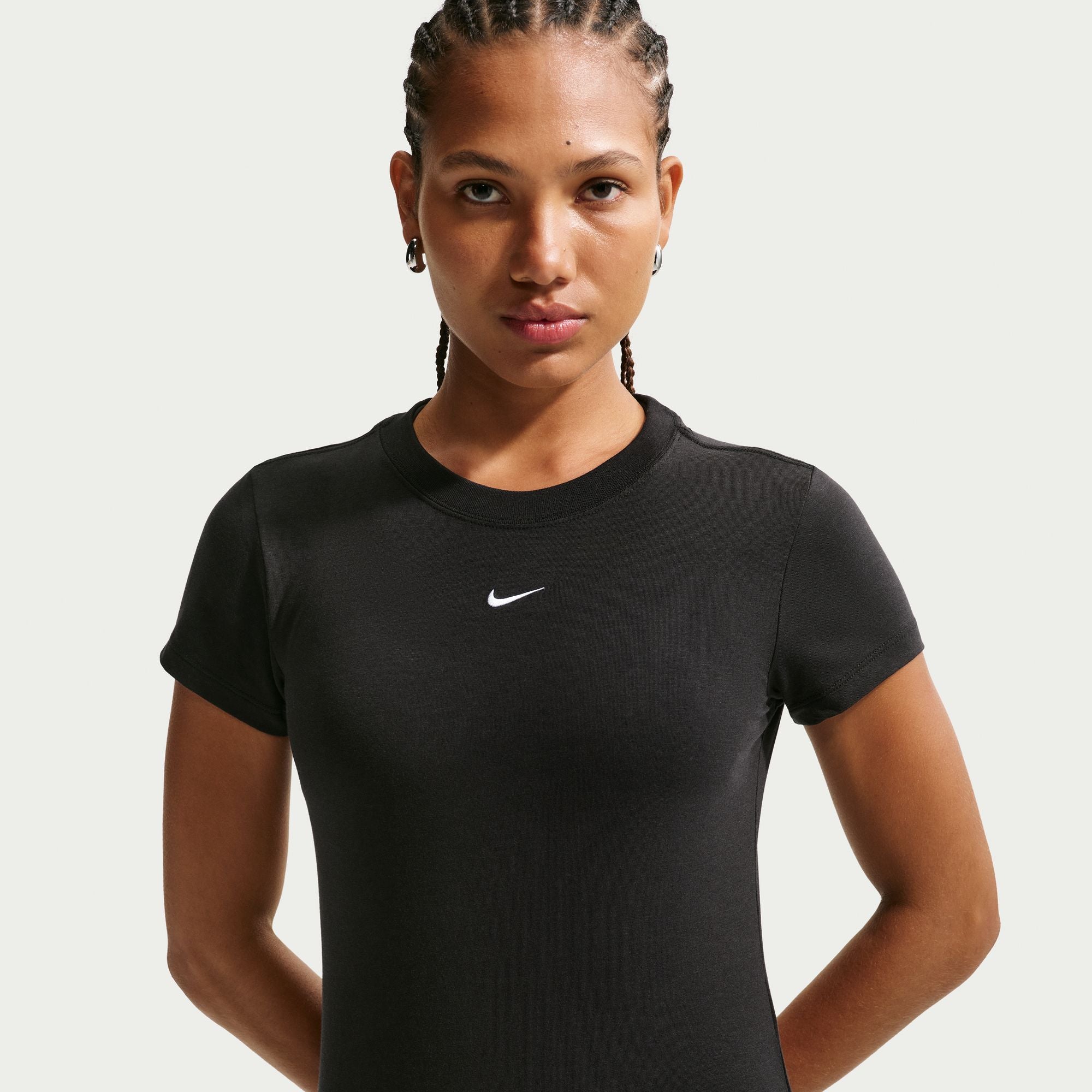 Nike's smooth jersey feels stretchy with a slight drape, giving it a comfortable, body-skimming feel.
