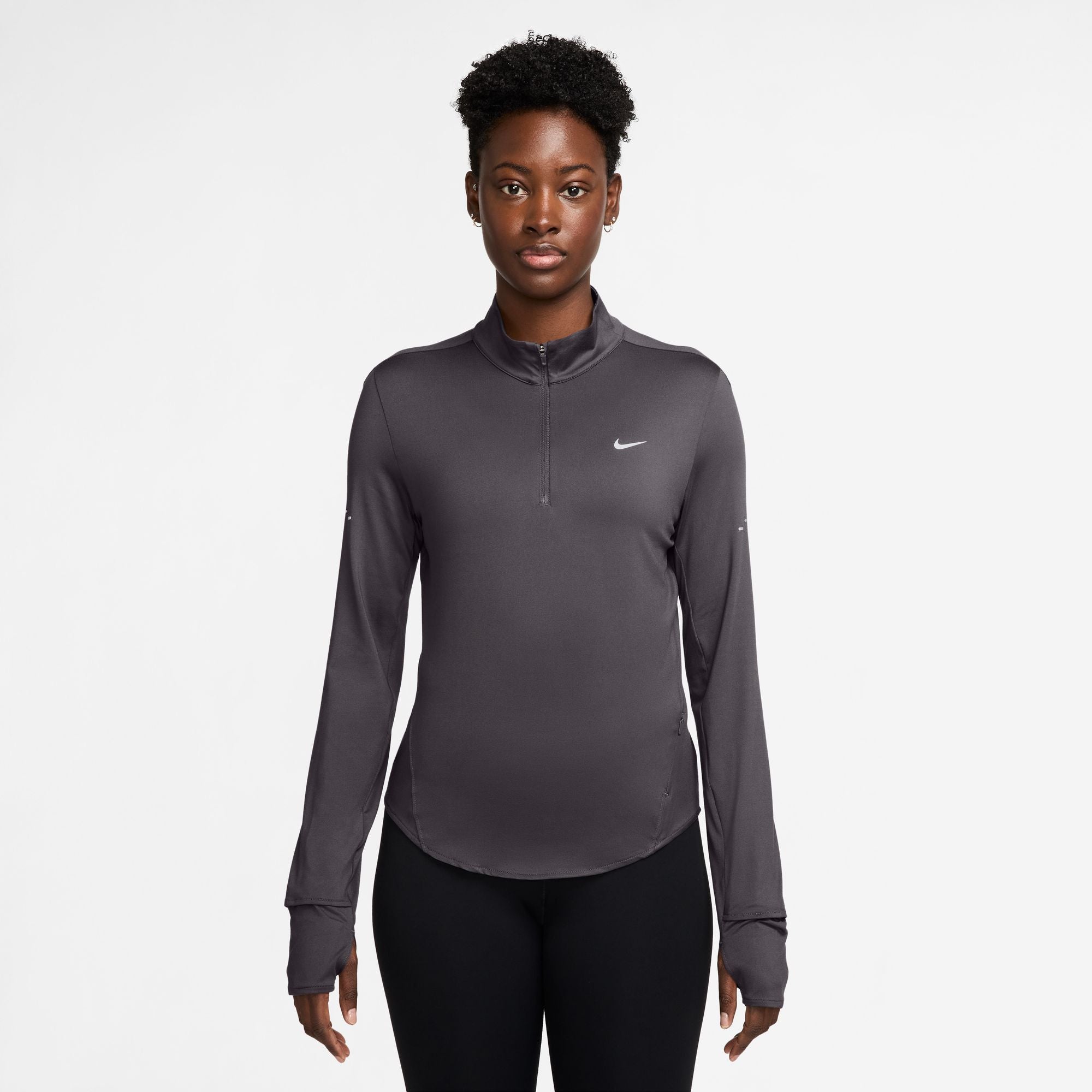 nike grey zip running top