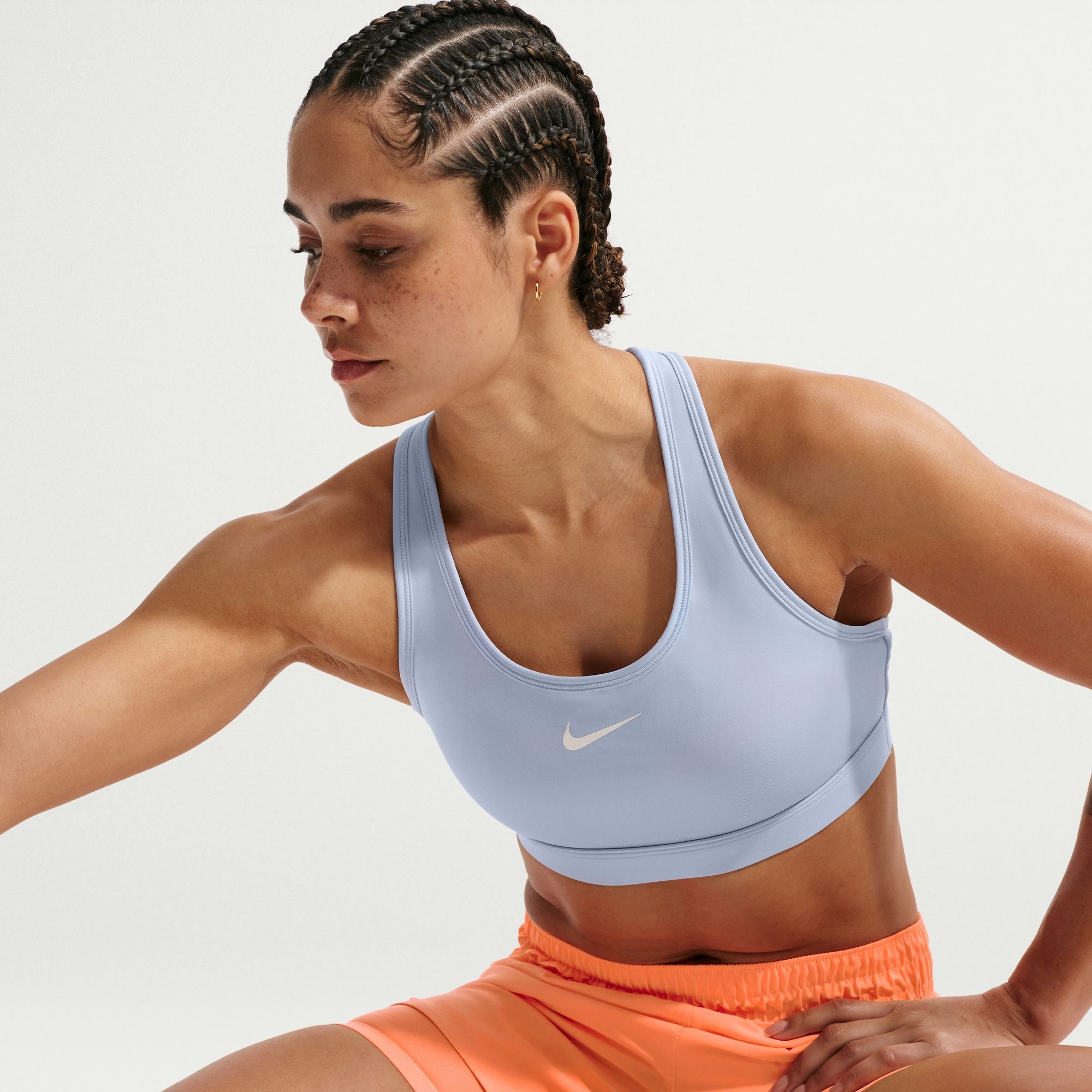 Great for training workouts and dance classes, medium support gives you a snug hold that helps keep everything in place. Plus, sweat-wicking, adaptive material quickly recovers its shape so you can stay comfortable throughout your workout.
