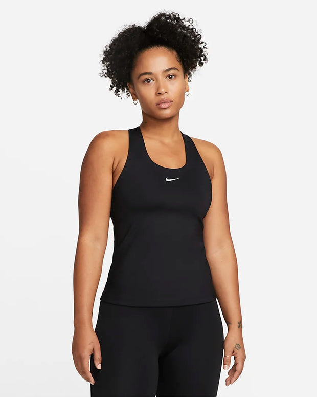 When you want it all, this tank is the pick. The iconic Swoosh bra is built in and smooth, stretchy fabric snuggly holds you, so you're set with everything you need to go from the office to the gym and back again. 