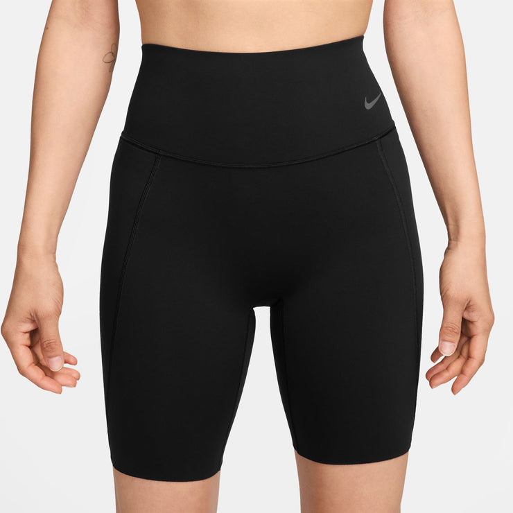 Nike Universa
Women's Medium-Support High-Waisted 8" Biker Shorts with Pockets
Don't let em' see you sweat. Nike elevated their Universa biker shorts with sweat concealing tech. The midweight, ultra smooth fabric hides moisture within its fibers. With squat-proof stretch that lifts and shapes plus the updated waistband that helps prevent rolling, you can go all out with confidence.