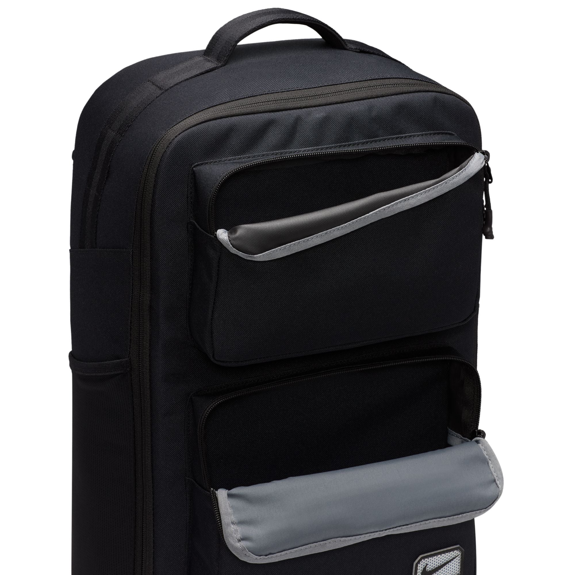 Zippered tech pocket holds up to a 16" laptop.
Padded back and shoulder straps provide a comfortable fit.
Densely woven polyester provides heavyweight support.
